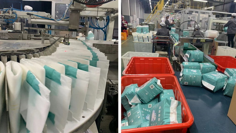 Maschine zur Herstellung von Erwachsenenwindeln in großen Mengen für die neue Marke des Kunden